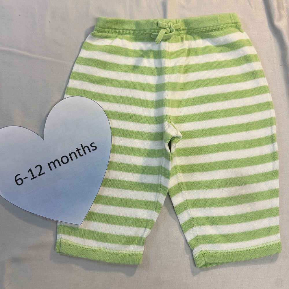 GAP - knit Green and White Striped Baby Pants